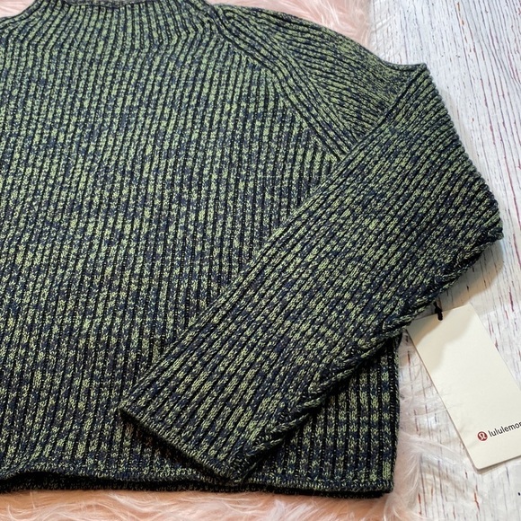 NWT Lululemon Cotton Cashmere Blend Mock Neck Sweater Heather Green sz 20 - Picture 7 of 13